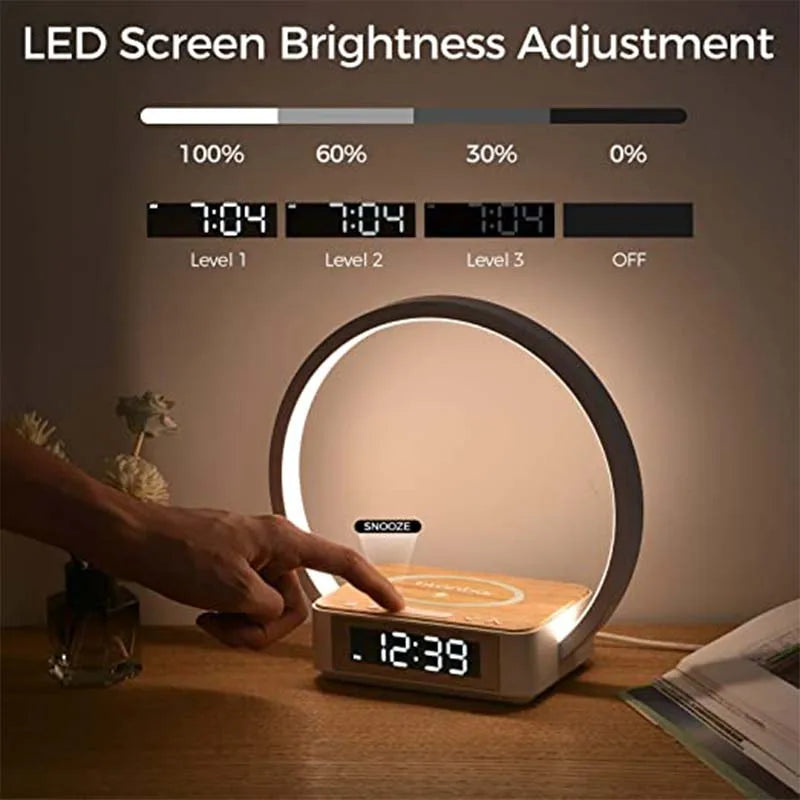 LumiGlow Wireless Charging Alarm Clock Lamp
