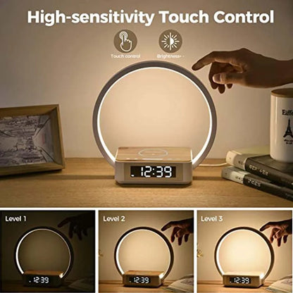 LumiGlow Wireless Charging Alarm Clock Lamp