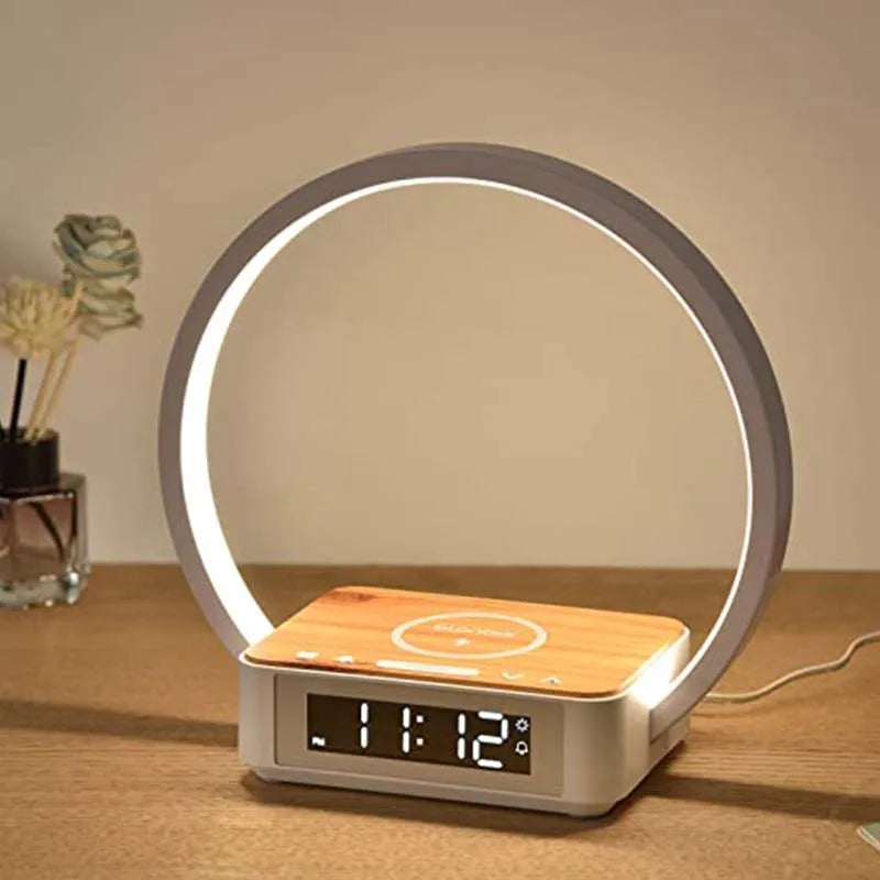 LumiGlow Wireless Charging Alarm Clock Lamp