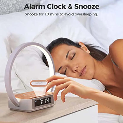 LumiGlow Wireless Charging Alarm Clock Lamp